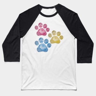 Subtle Floral Paw Prints Flag Baseball T-Shirt